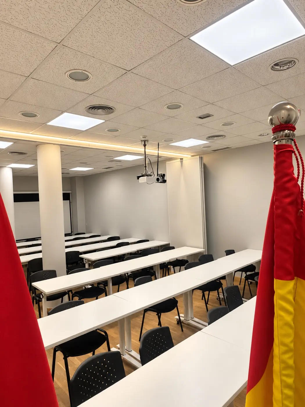 Perspectiva del aula y sistema de proyección
